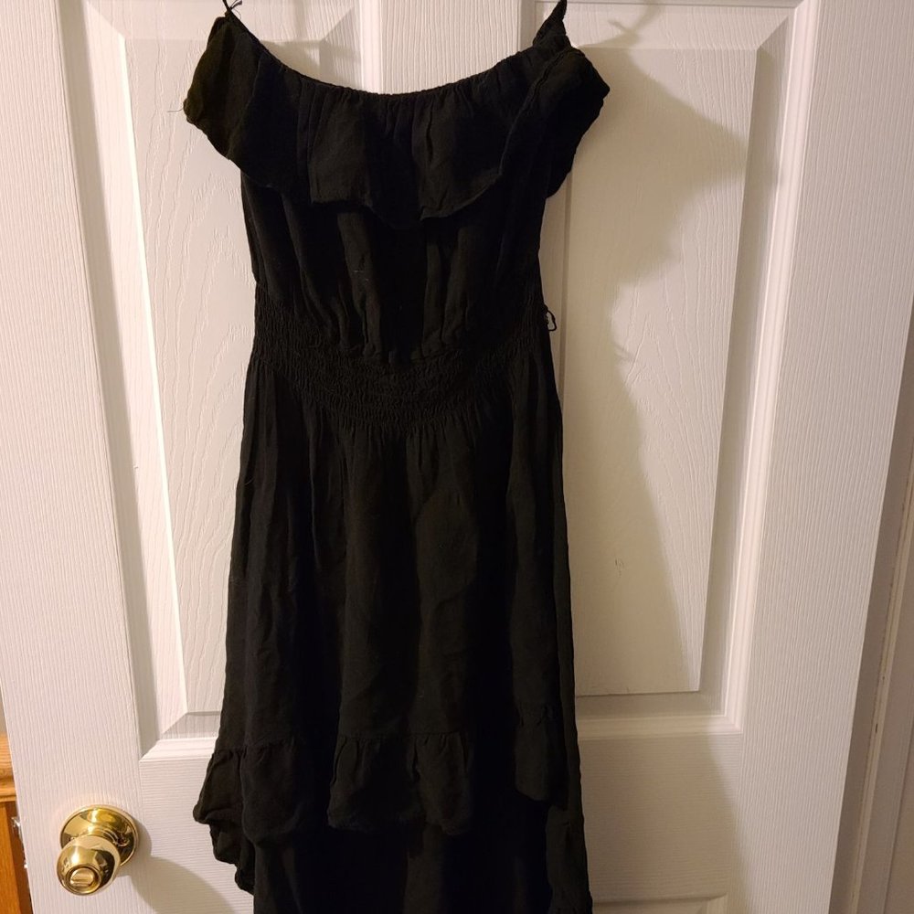 Strapless high low black dress